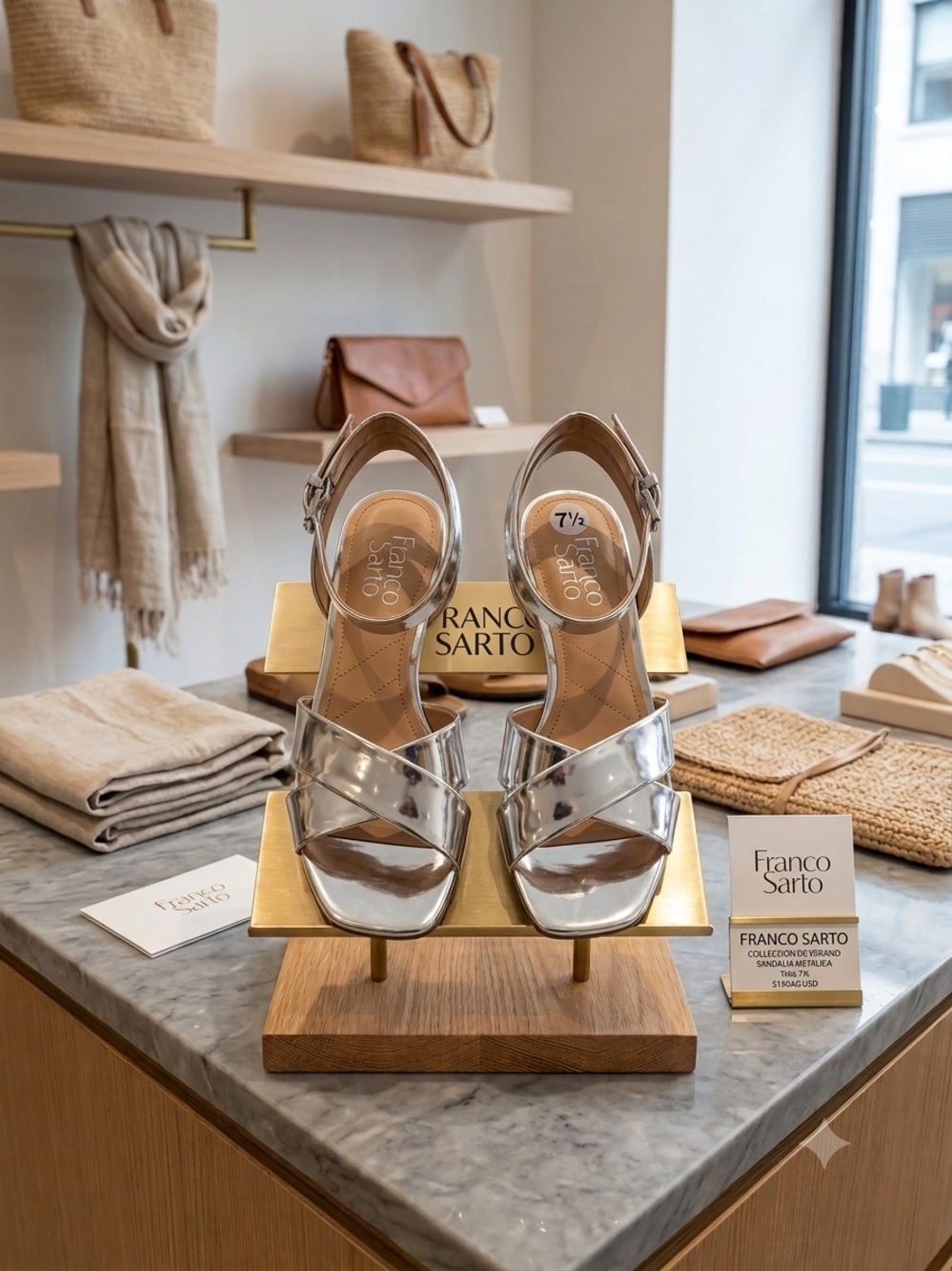 Franco Sarto Silver Strappy Ankle Strap Heels - Picture 1 of 3